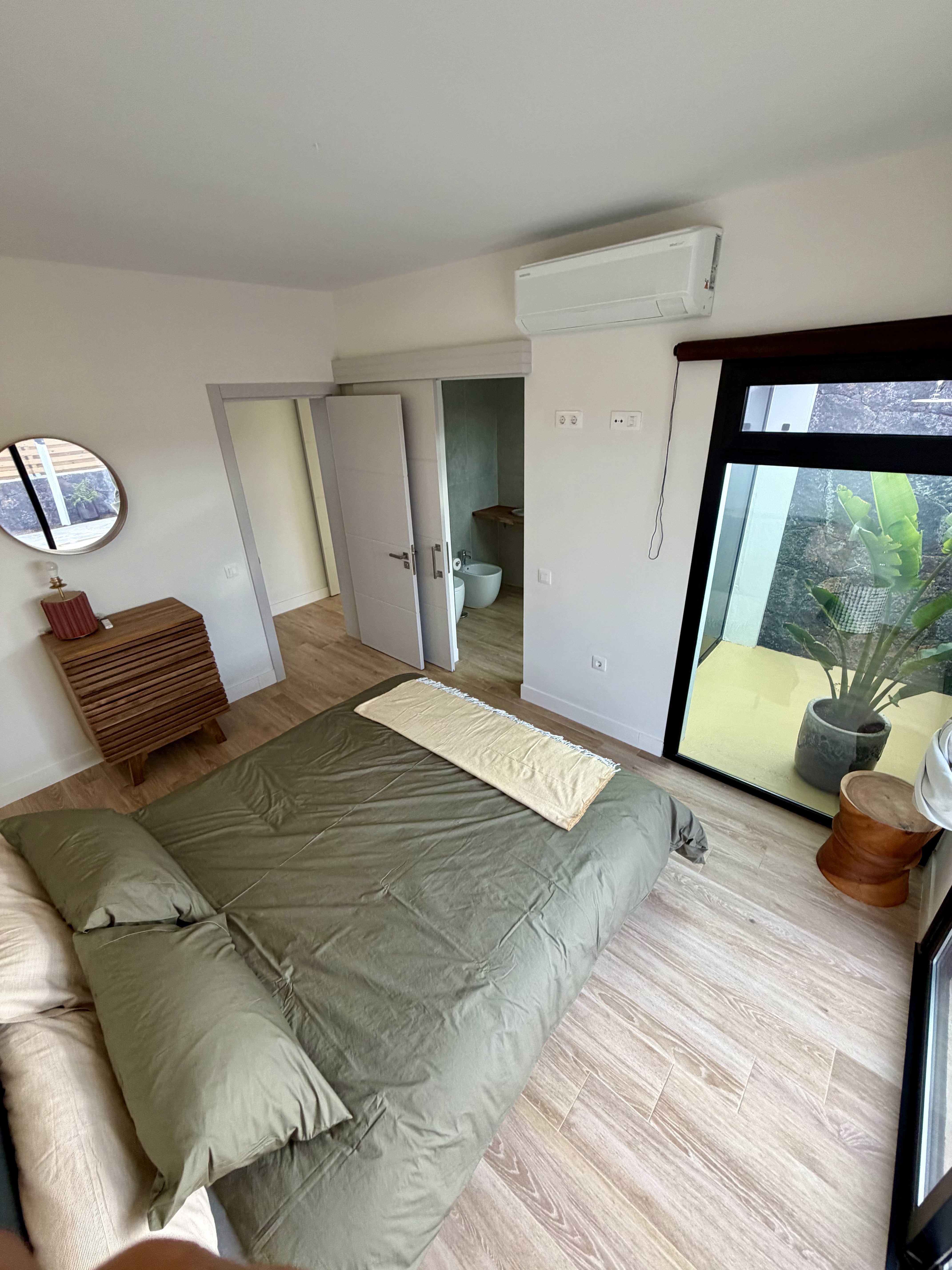 Bedroom at Elements Lajares with Japandi style decor