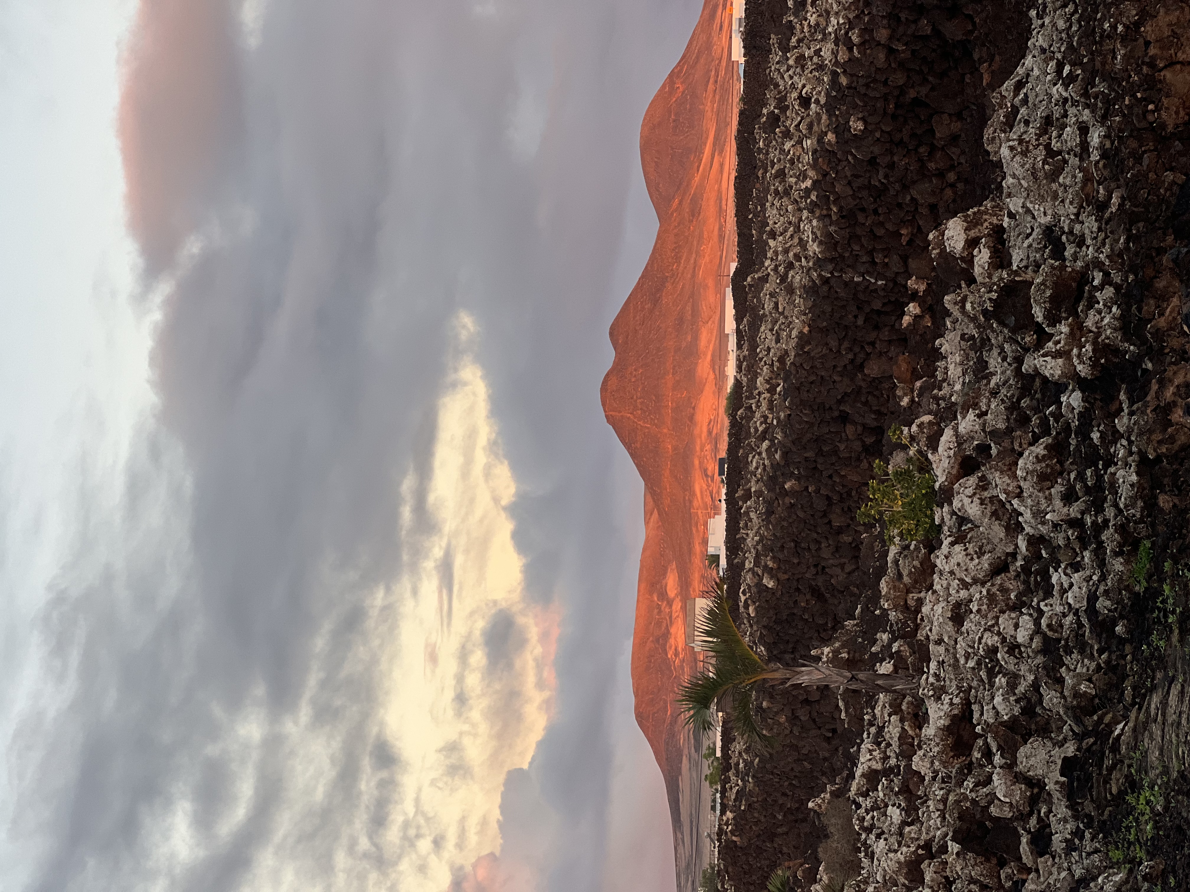 Volcano and desert landscape surrounding Lajares